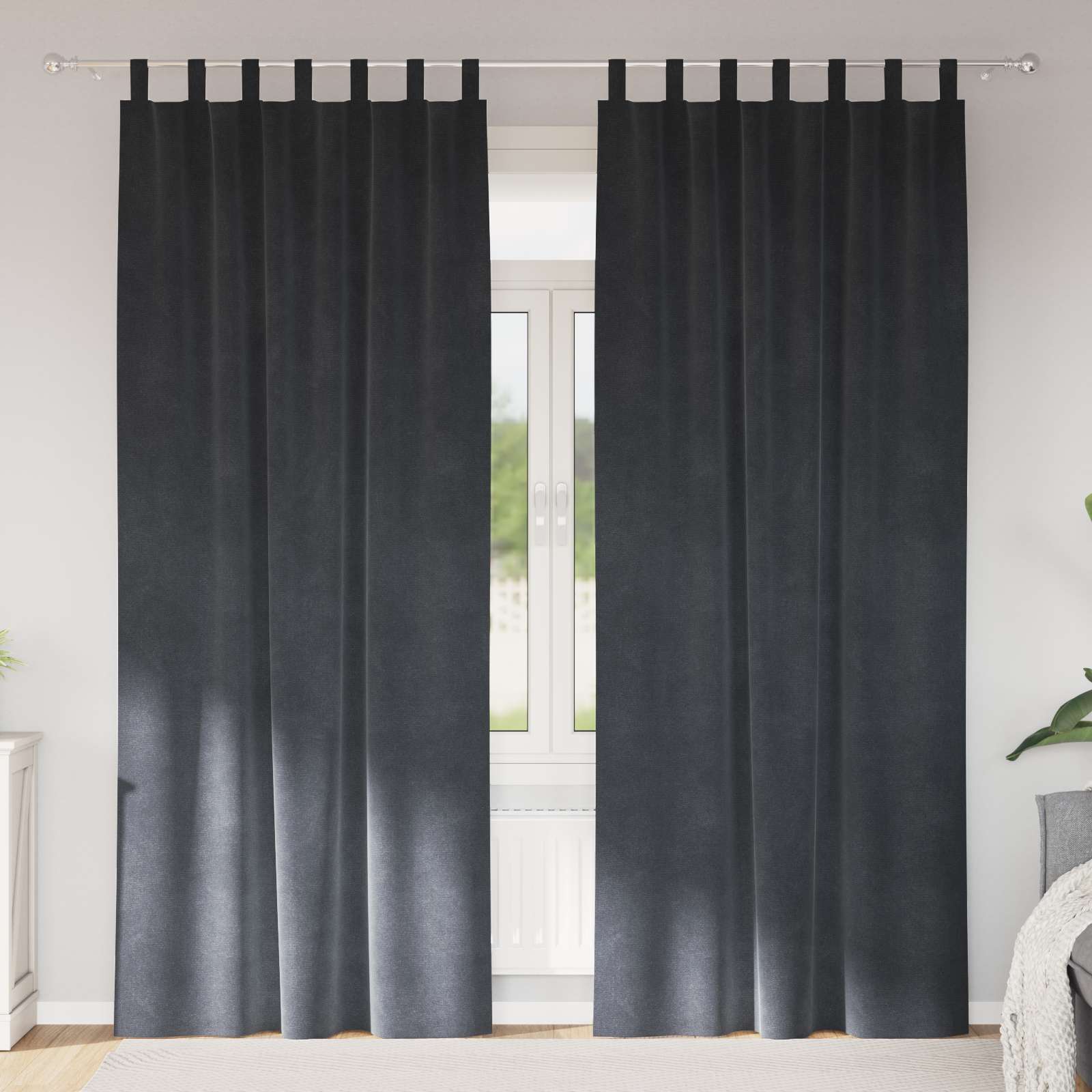 Mörkläggningsgardiner 2 st Ljusgrå 140 x 260 cm Sammet