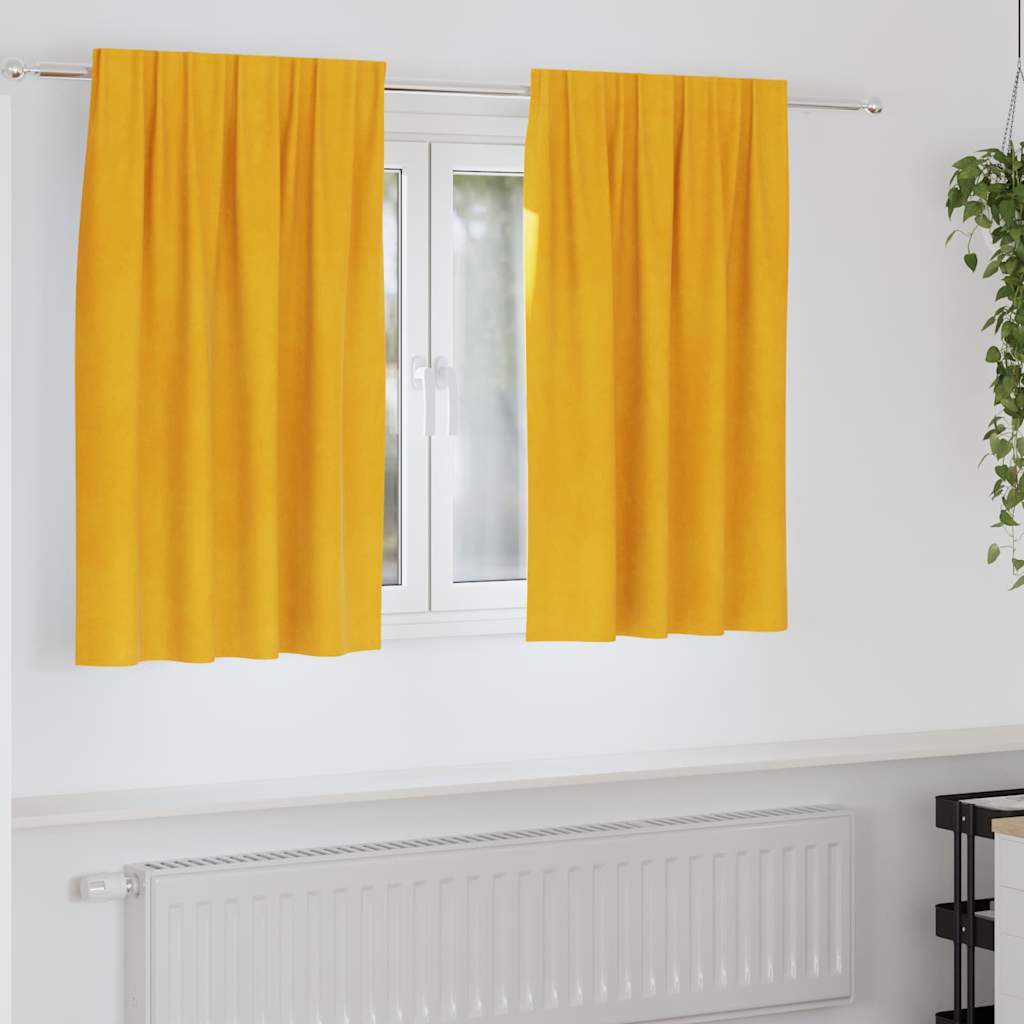 Mörkläggningsgardiner 2 st Senapsgul 140 x 140 cm Sammet