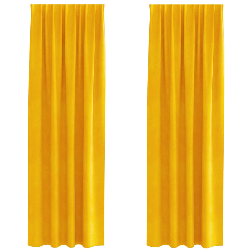 Mörkläggningsgardiner 2 st Senapsgul 140 x 260 cm Sammet