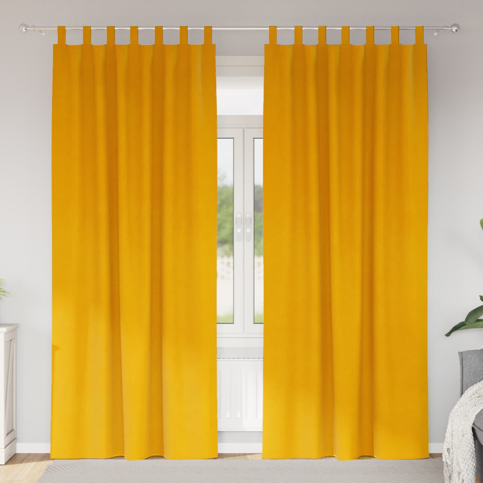 Mörkläggningsgardiner 2 st Senapsgul 140 x 245 cm Sammet