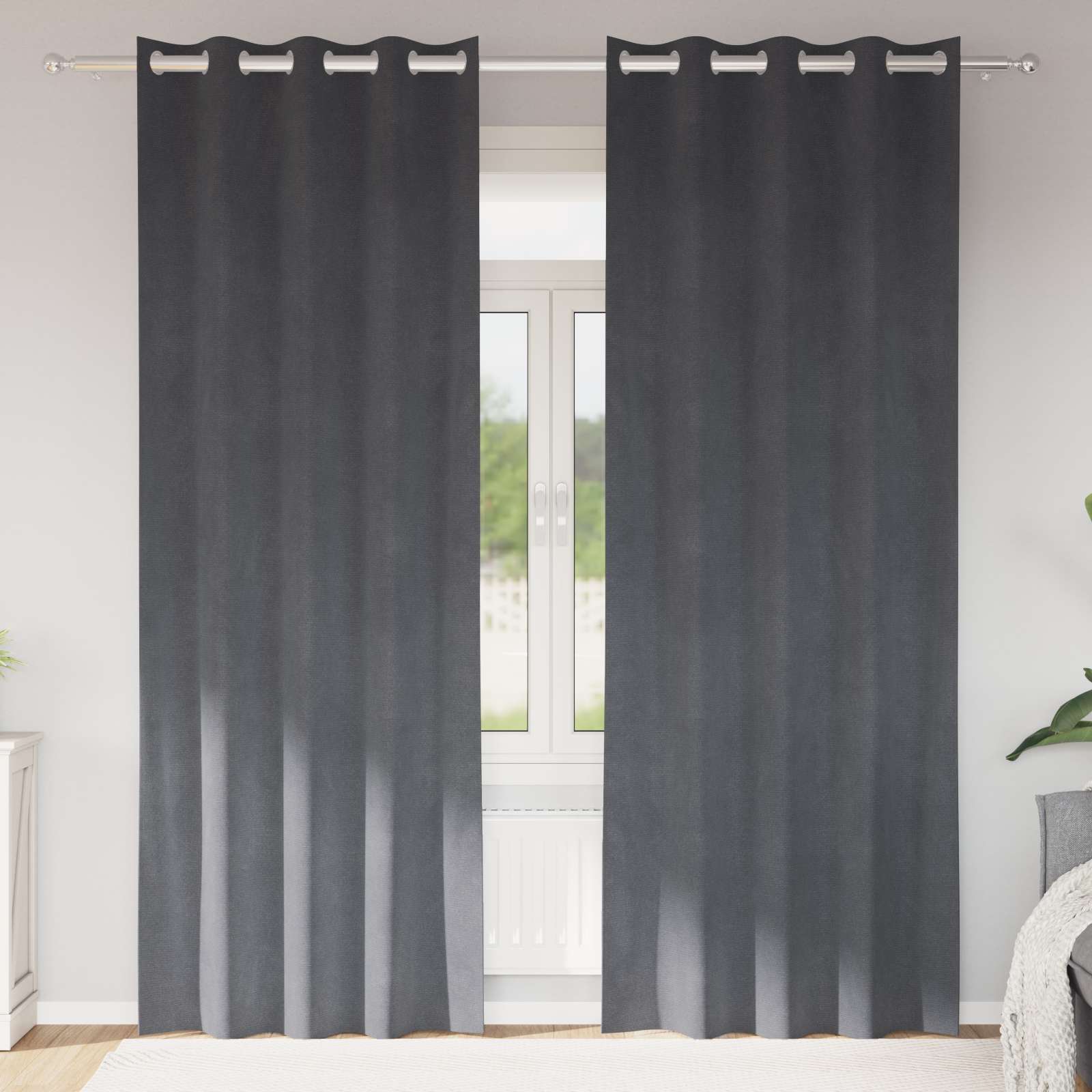Mörkläggningsgardiner 2 st Ljusgrå 140 x 225 cm Sammet