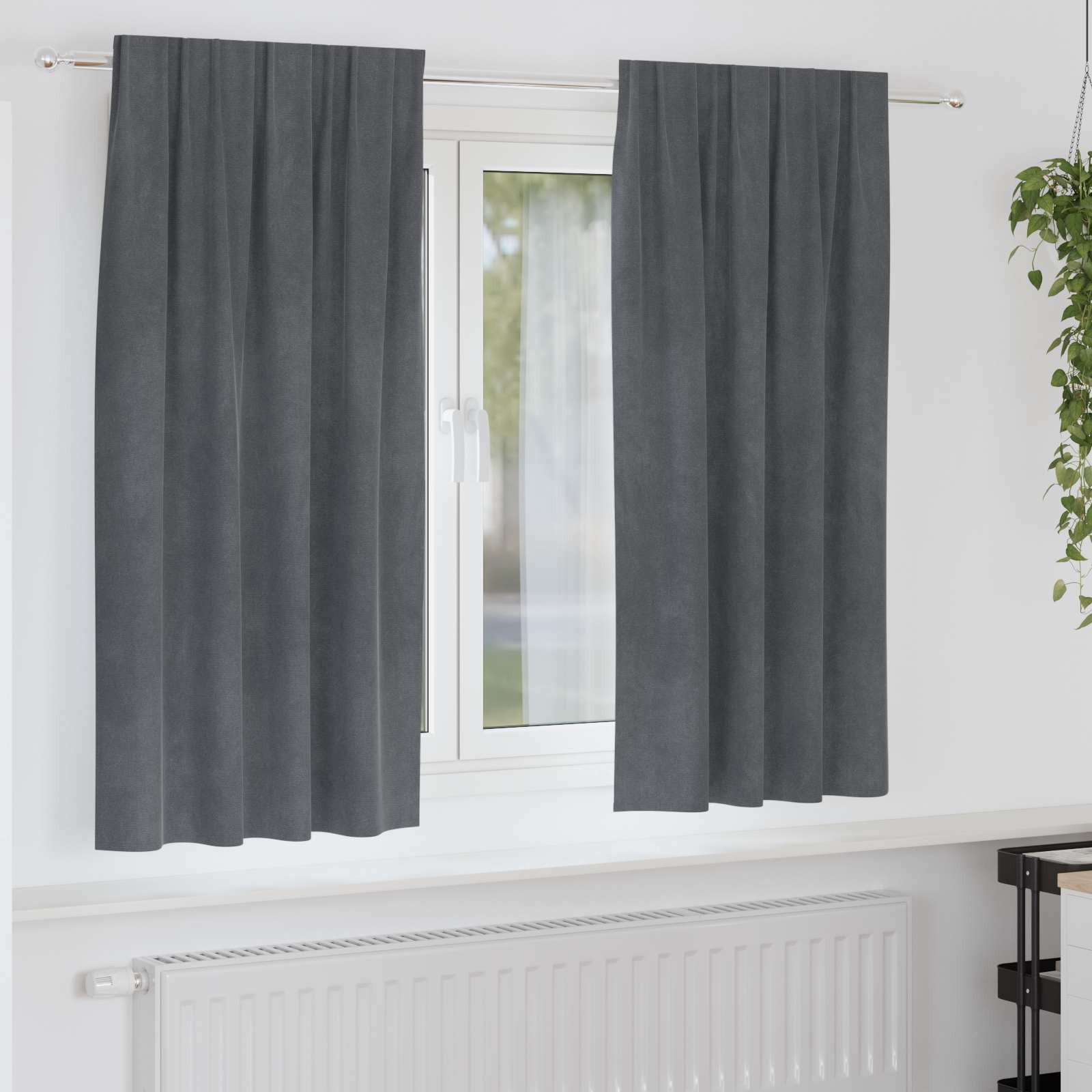 Mörkläggningsgardiner 2 st Ljusgrå 140 x 175 cm Sammet