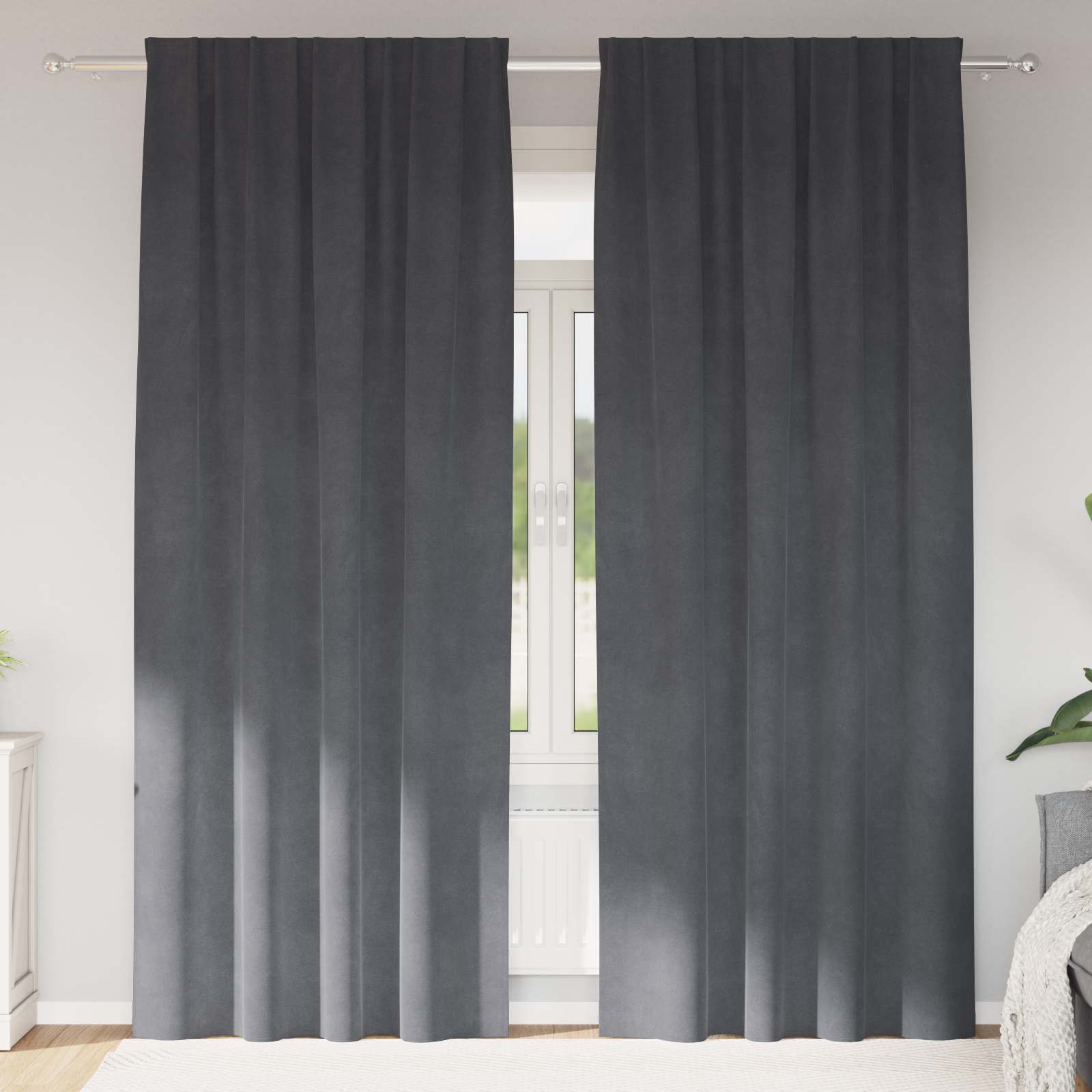 Mörkläggningsgardiner 2 st Ljusgrå 140 x 245 cm Sammet