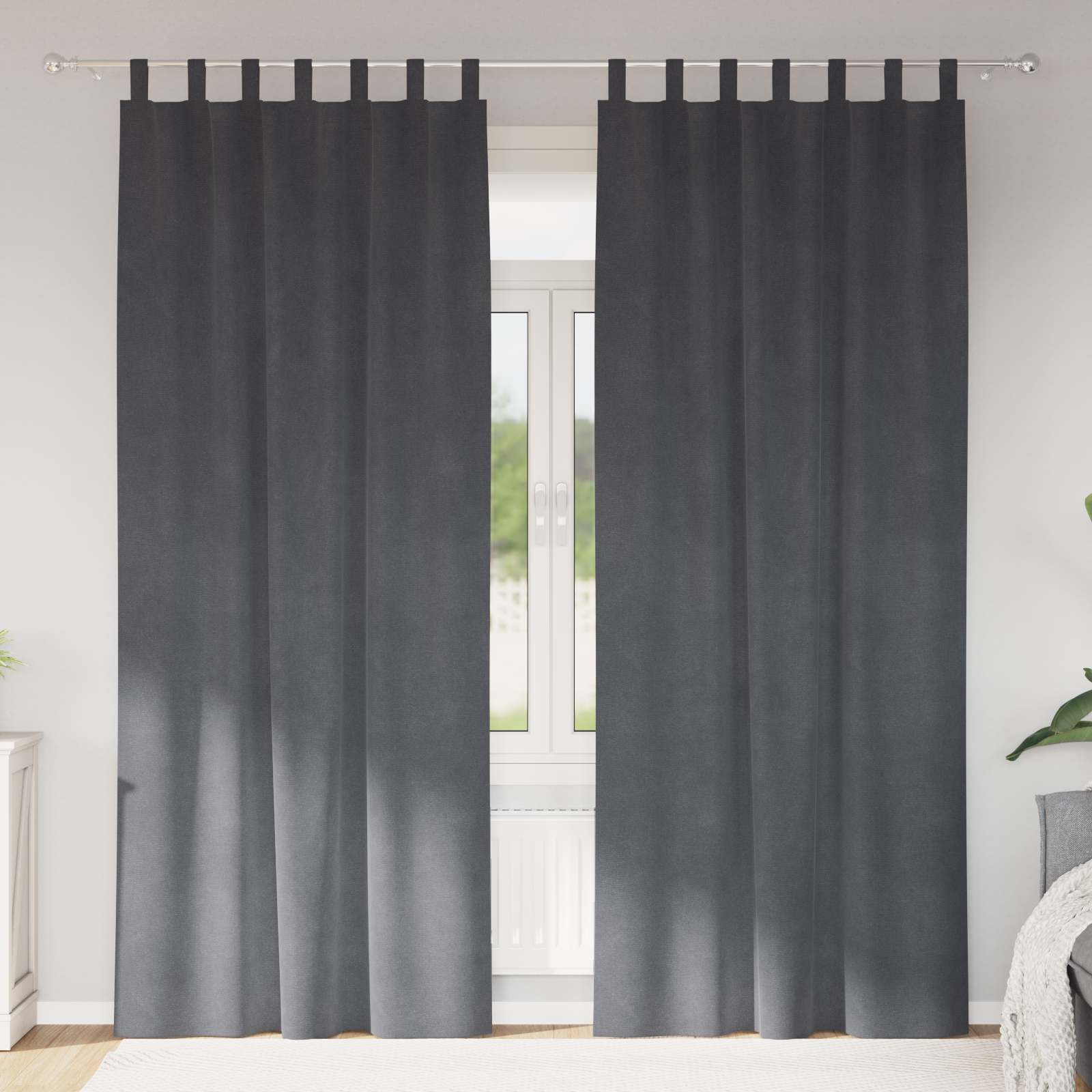 Mörkläggningsgardiner 2 st Ljusgrå 140 x 225 cm Sammet