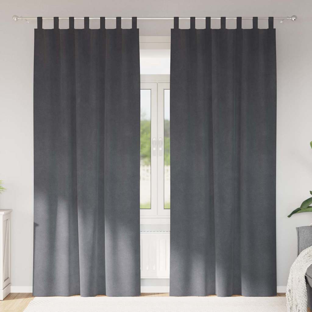 Mörkläggningsgardiner 2 st Ljusgrå 140 x 245 cm Sammet