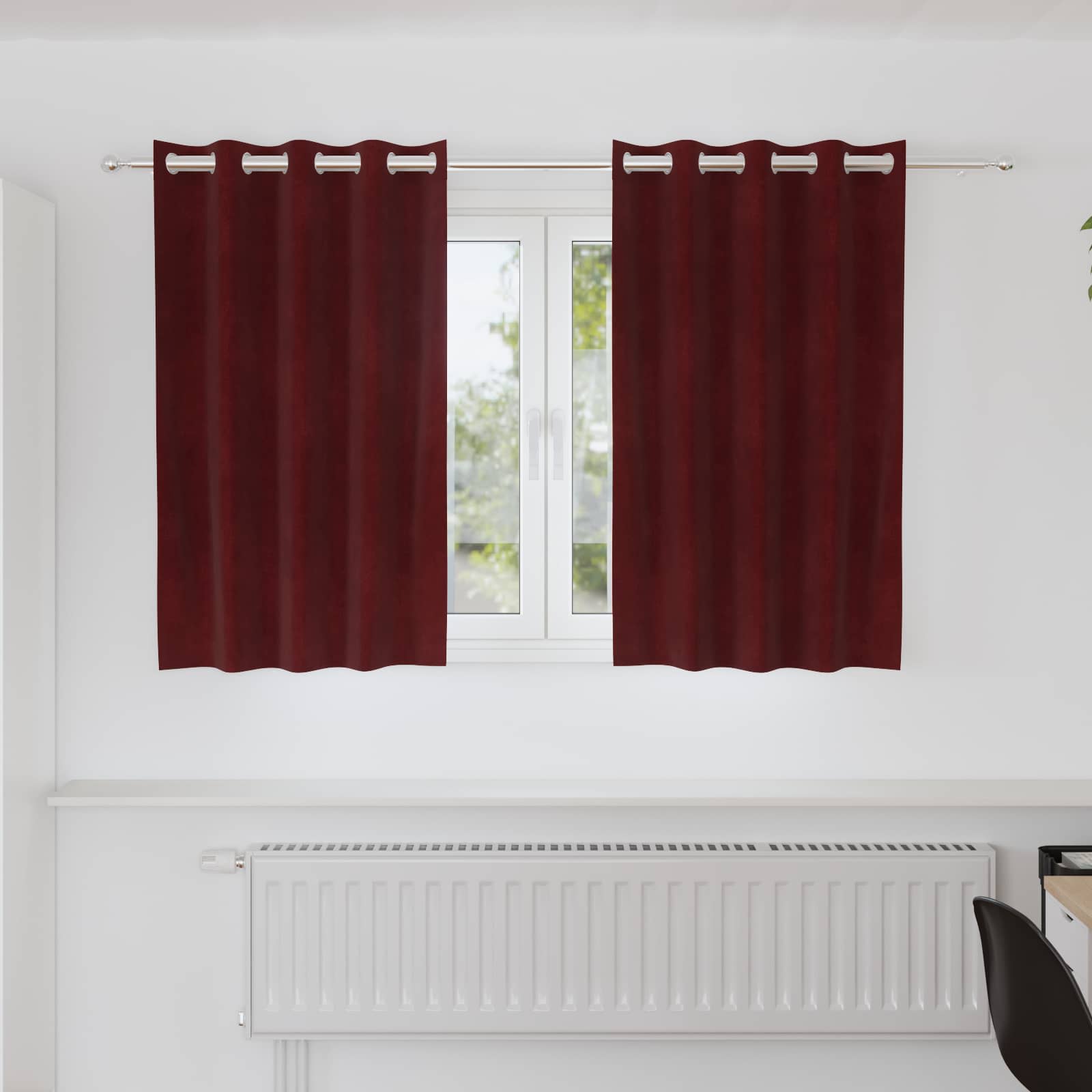 Mörkläggningsgardiner 2 st Vinröd 140 x 140 cm Sammet