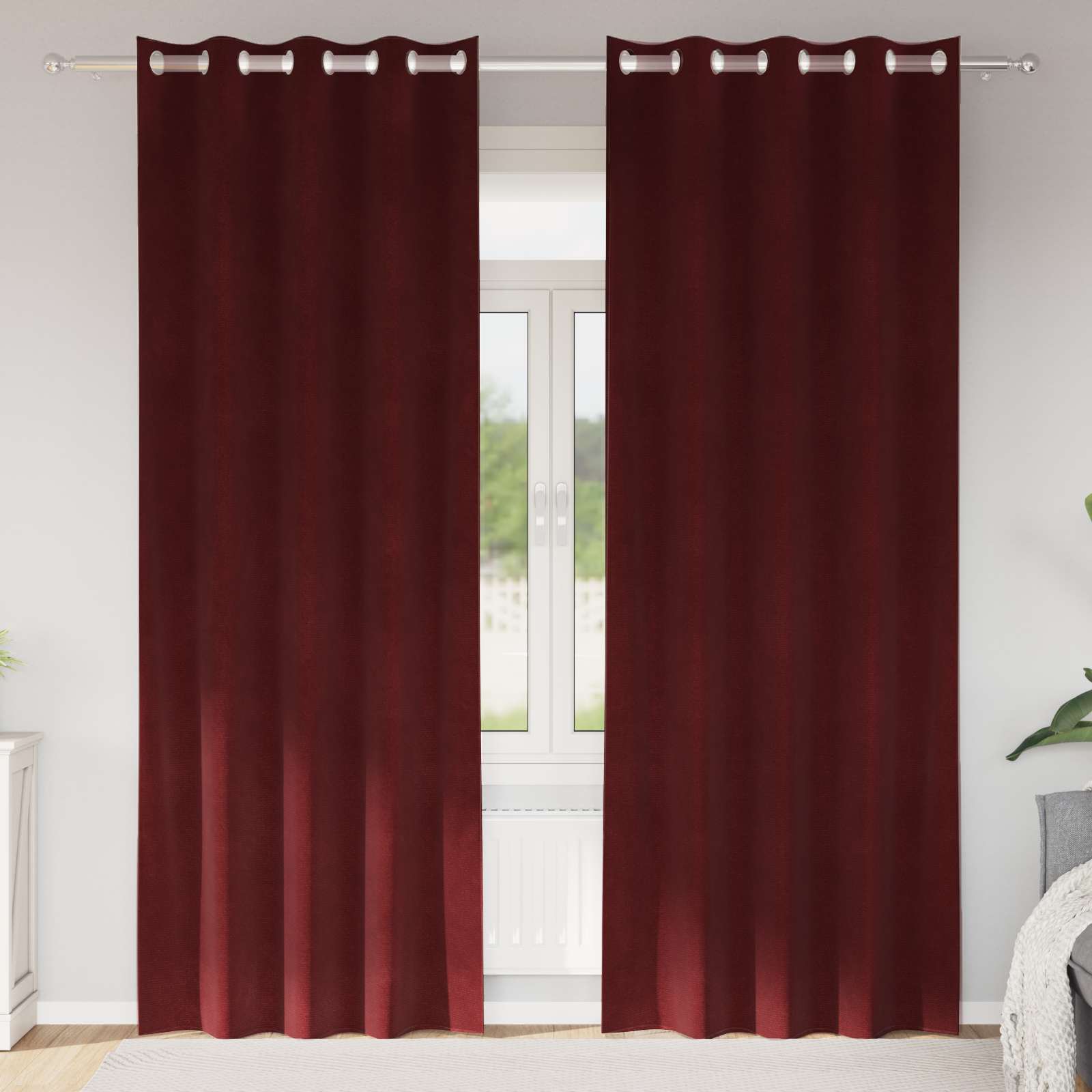 Mörkläggningsgardiner 2 st Vinröd 140 x 260 cm Sammet