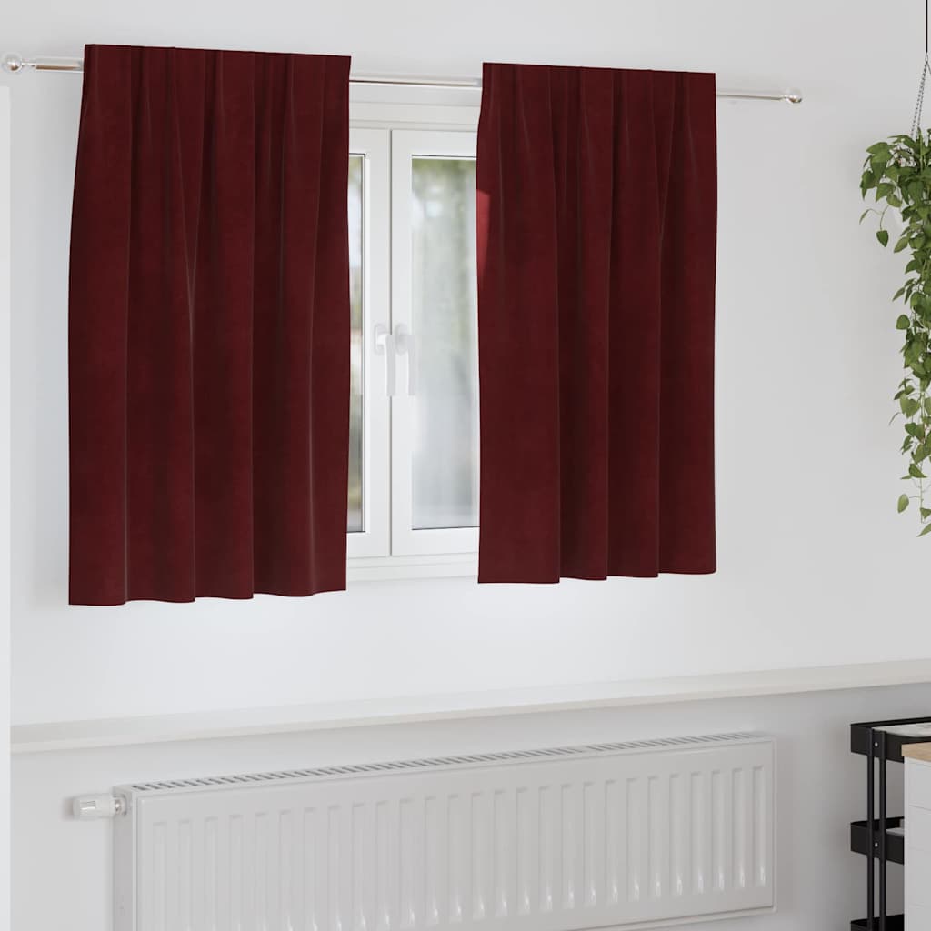 Mörkläggningsgardiner 2 st Vinröd 140 x 140 cm Sammet