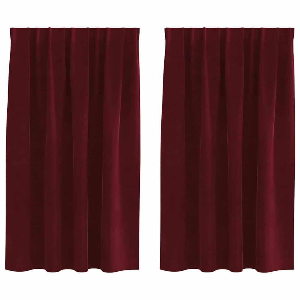 Mörkläggningsgardiner 2 st Vinröd 140 x 140 cm Sammet