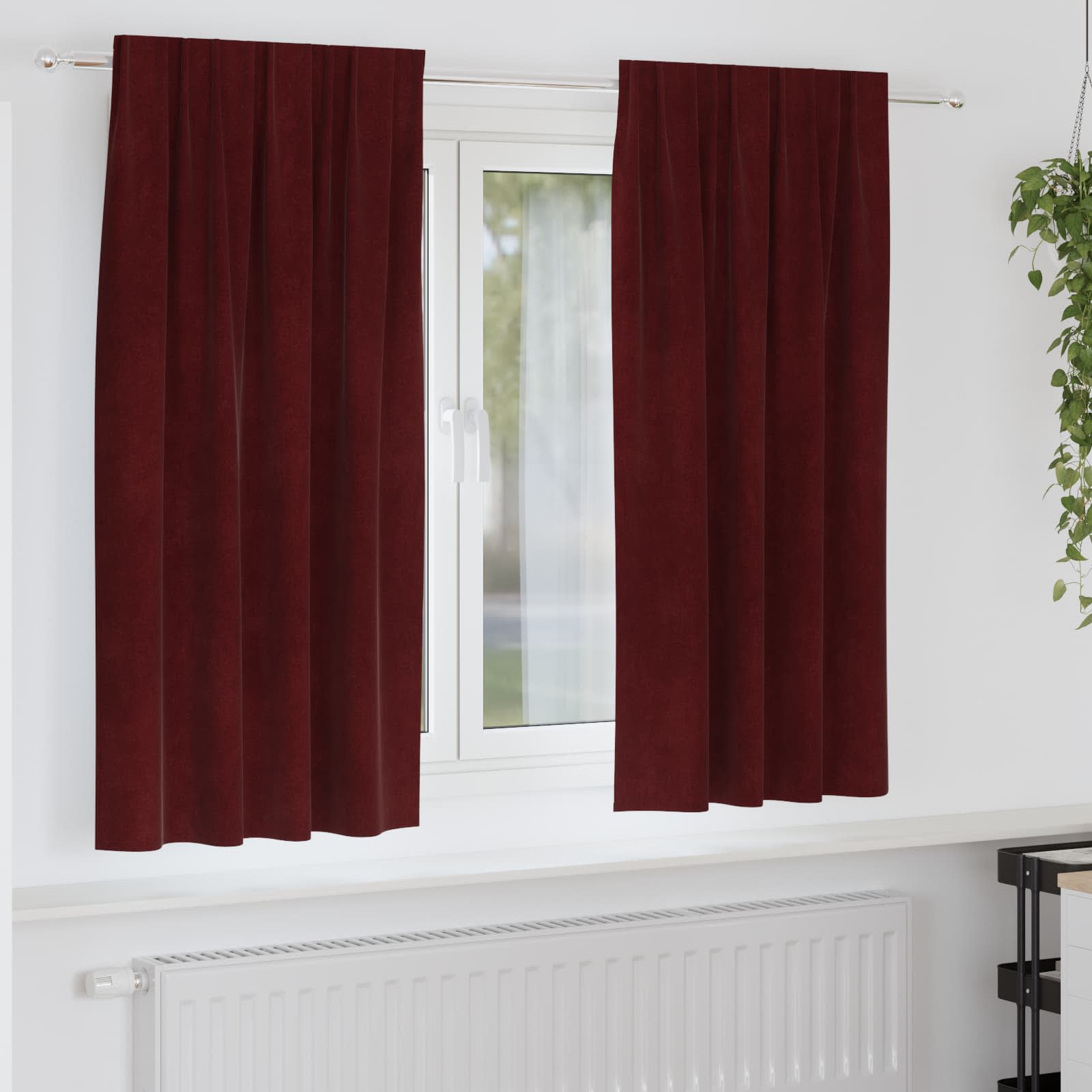 Mörkläggningsgardiner 2 st Vinröd 140 x 175 cm Sammet