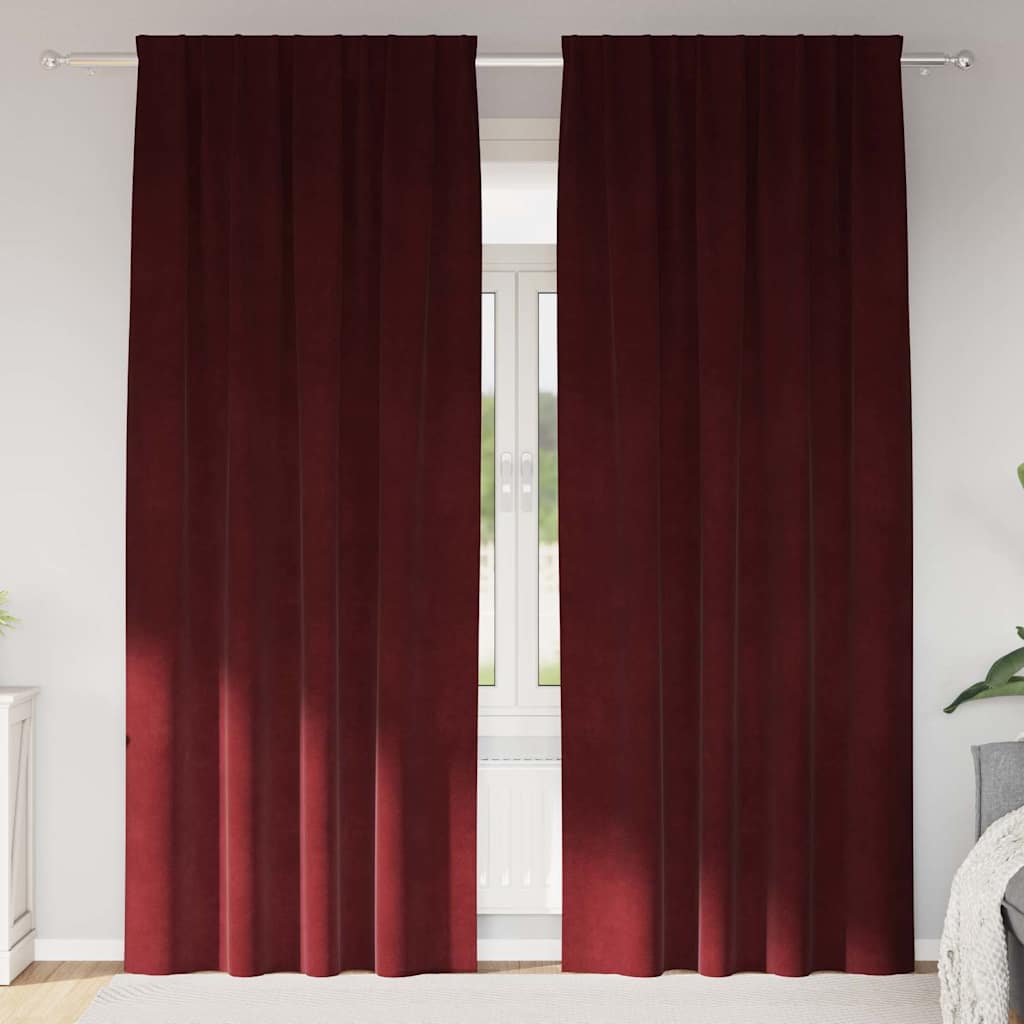 Mörkläggningsgardiner 2 st Vinröd 140 x 245 cm Sammet