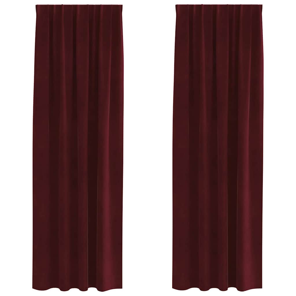 Mörkläggningsgardiner 2 st Vinröd 140 x 245 cm Sammet
