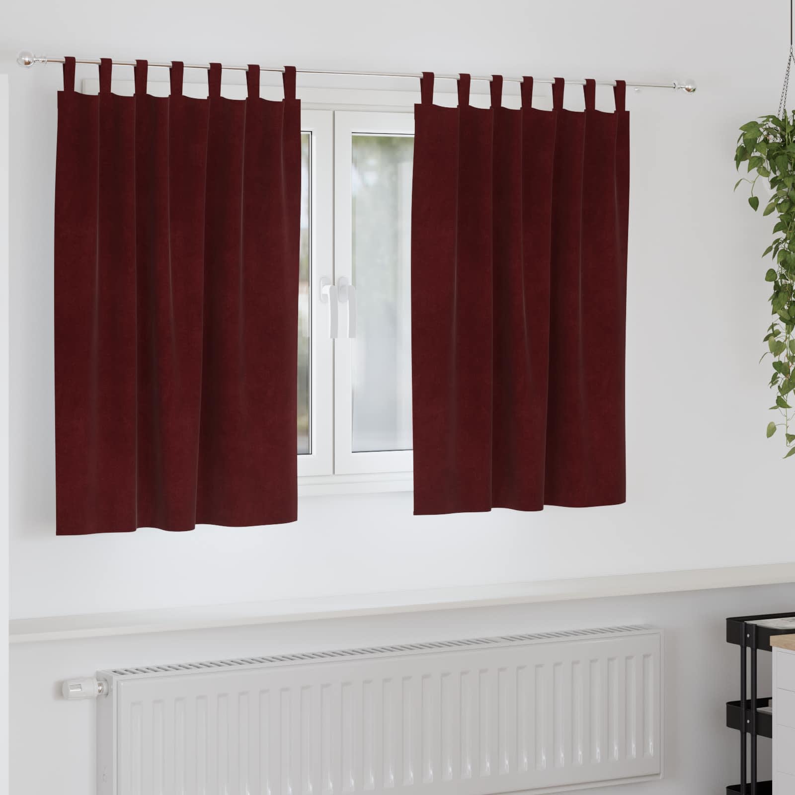 Mörkläggningsgardiner 2 st Vinröd 140 x 140 cm Sammet