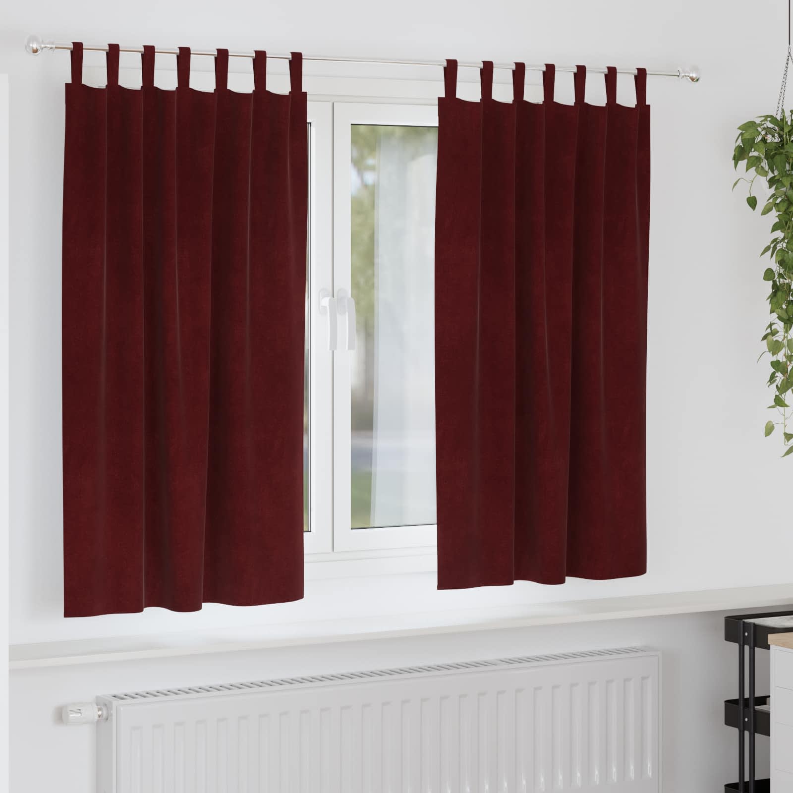 Mörkläggningsgardiner 2 st Vinröd 140 x 175 cm Sammet
