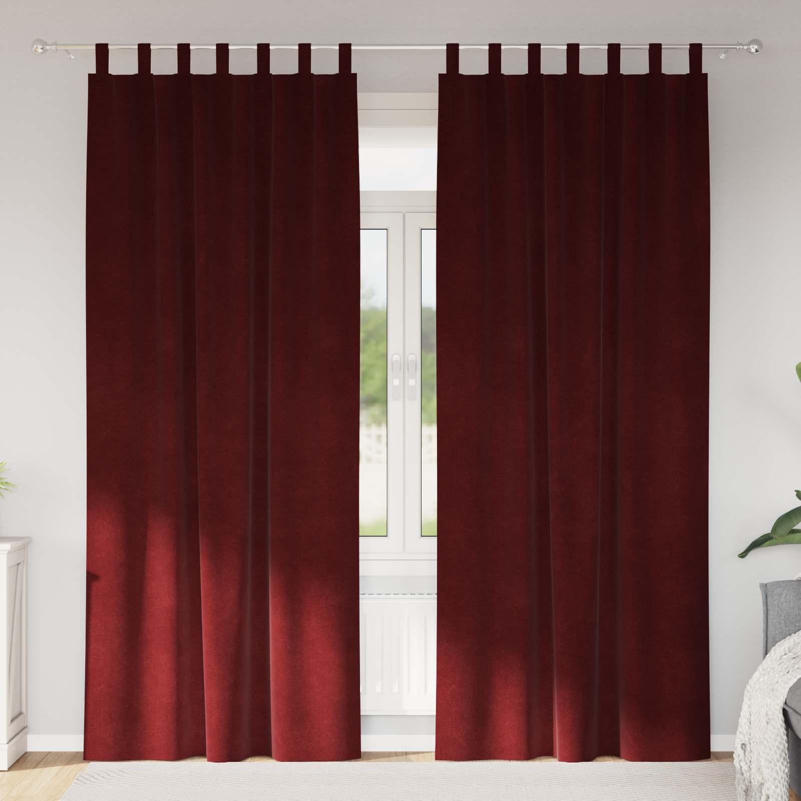 Mörkläggningsgardiner 2 st Vinröd 140 x 225 cm Sammet