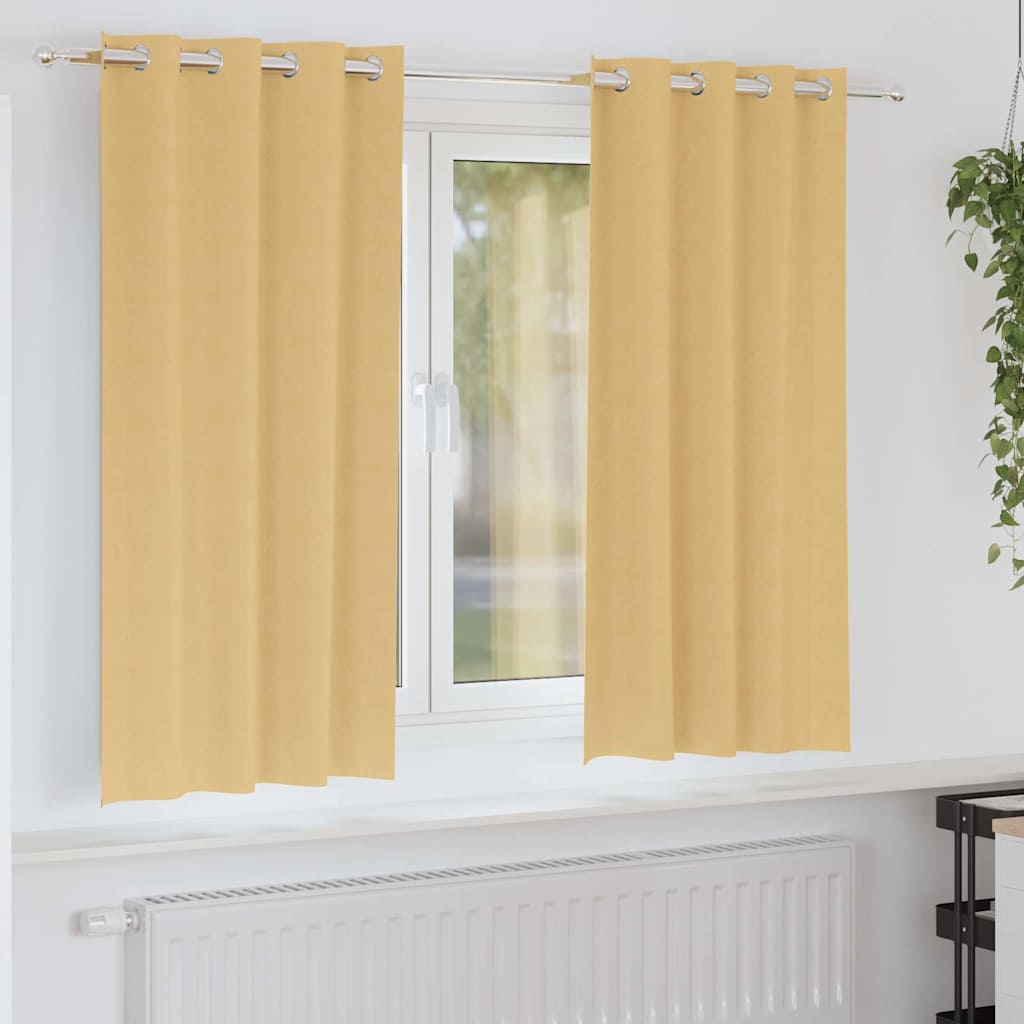 Mörkläggningsgardiner med Ringar 2 st Beige 175 x 140 cm