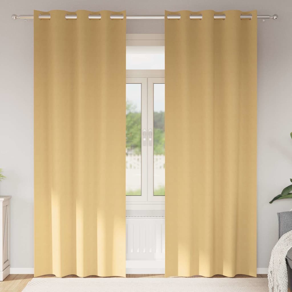 Mörkläggningsgardiner med Ringar 2 st Beige 225 x 140 cm