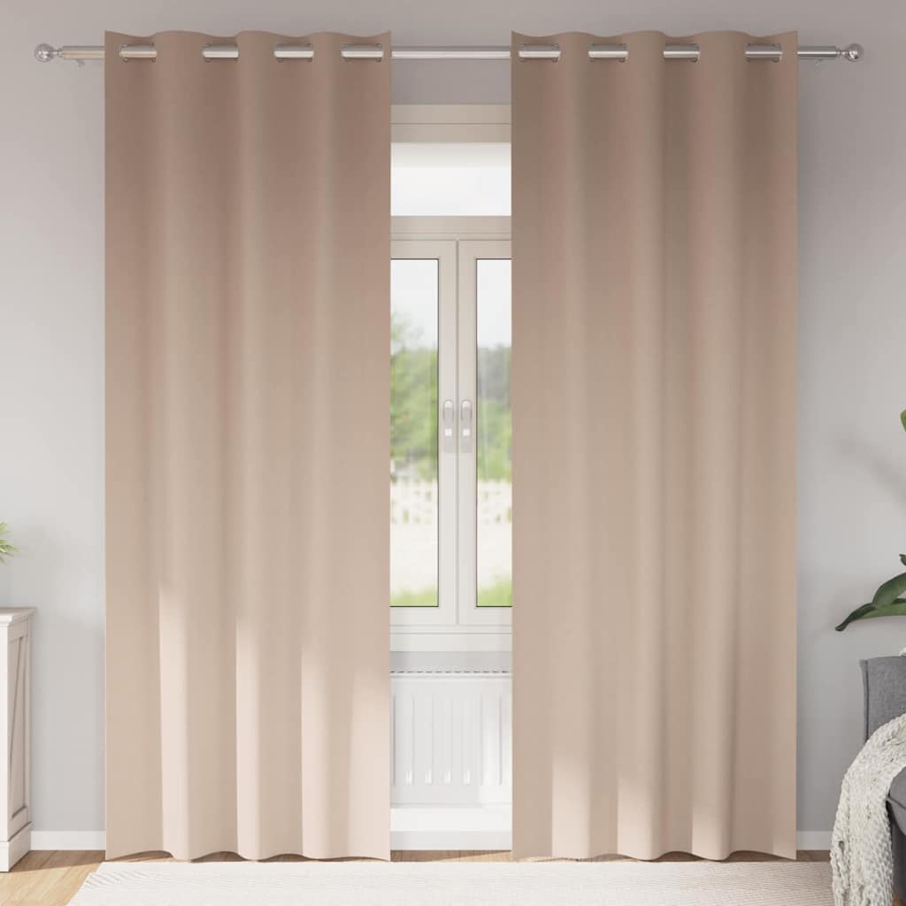 Mörkläggningsgardiner med Ringar 2 st Taupe 245 x 140 cm