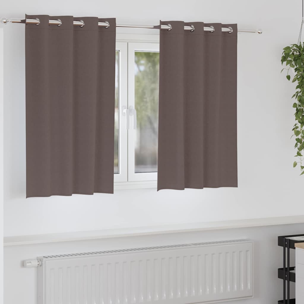 Mörkläggningsgardiner med Ringar 2 st Mörkbrun 140 x 140 cm