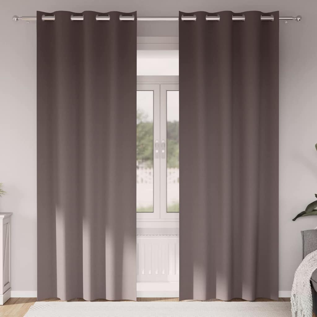Mörkläggningsgardiner med Ringar 2 st Mörkbrun 260 x 140 cm