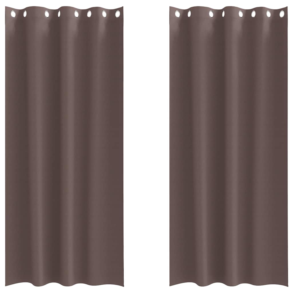 Mörkläggningsgardiner med Ringar 2 st Mörkbrun 260 x 140 cm