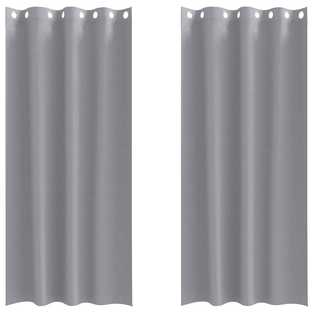 Mörkläggningsgardiner med Ringar 2 st Ljusgrå 260 x 140 cm