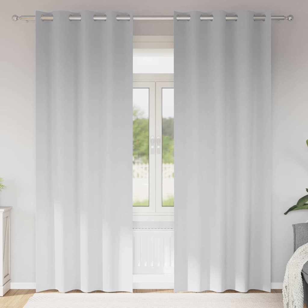 Mörkläggningsgardiner med Ringar 2 st Ljusgrå 245 x 140 cm