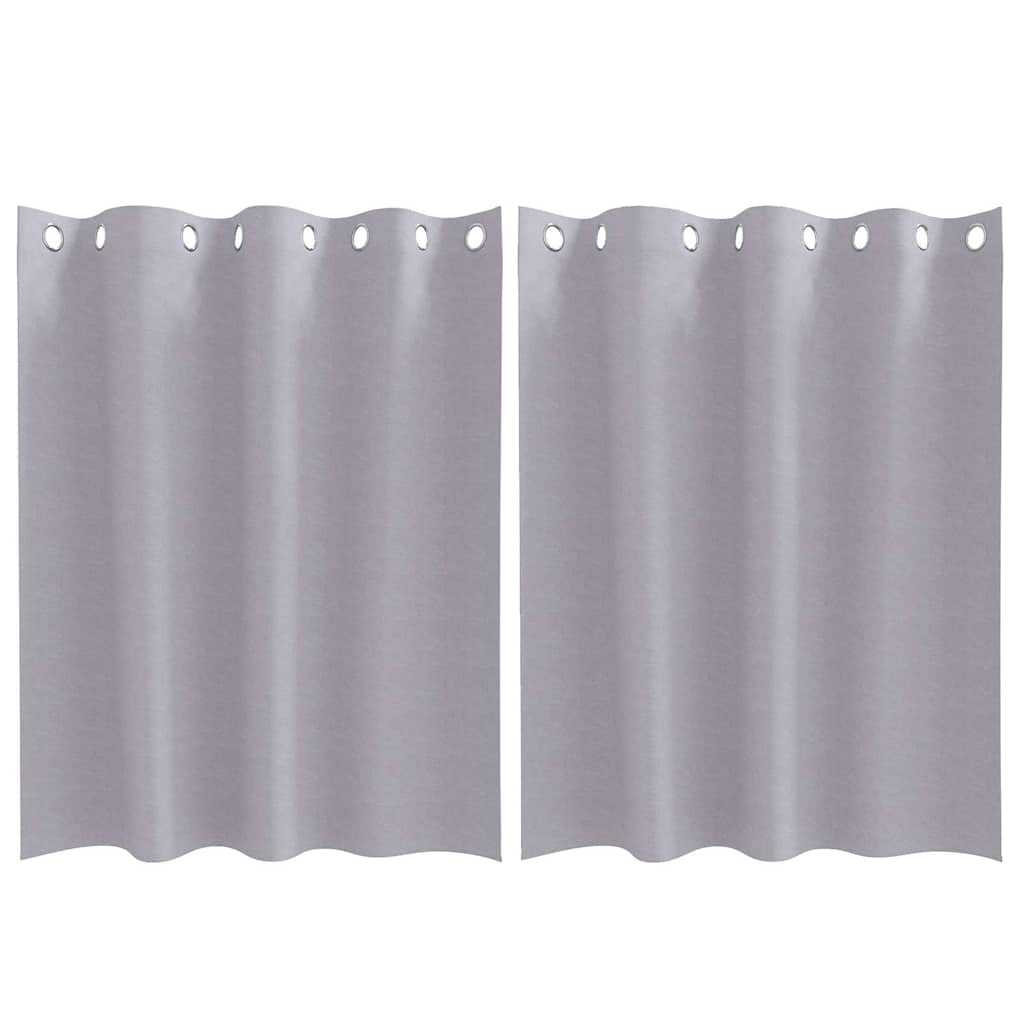 Mörkläggningsgardiner med Ringar 2 st Metallgrå 140 x 140 cm