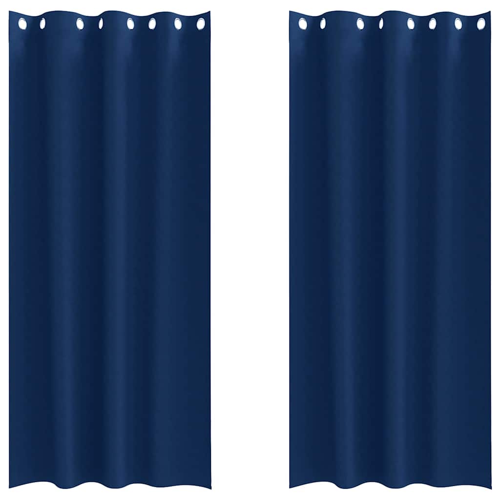Mörkläggningsgardiner med Ringar 2 st Mörkblå 245 x 140 cm