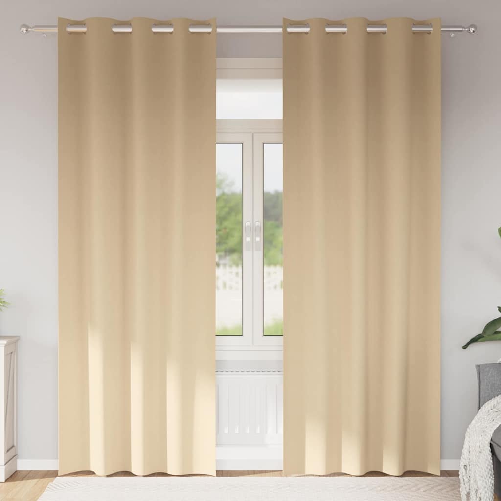 Mörkläggningsgardiner med Ringar 2 st Gräddvit 225 x 140 cm