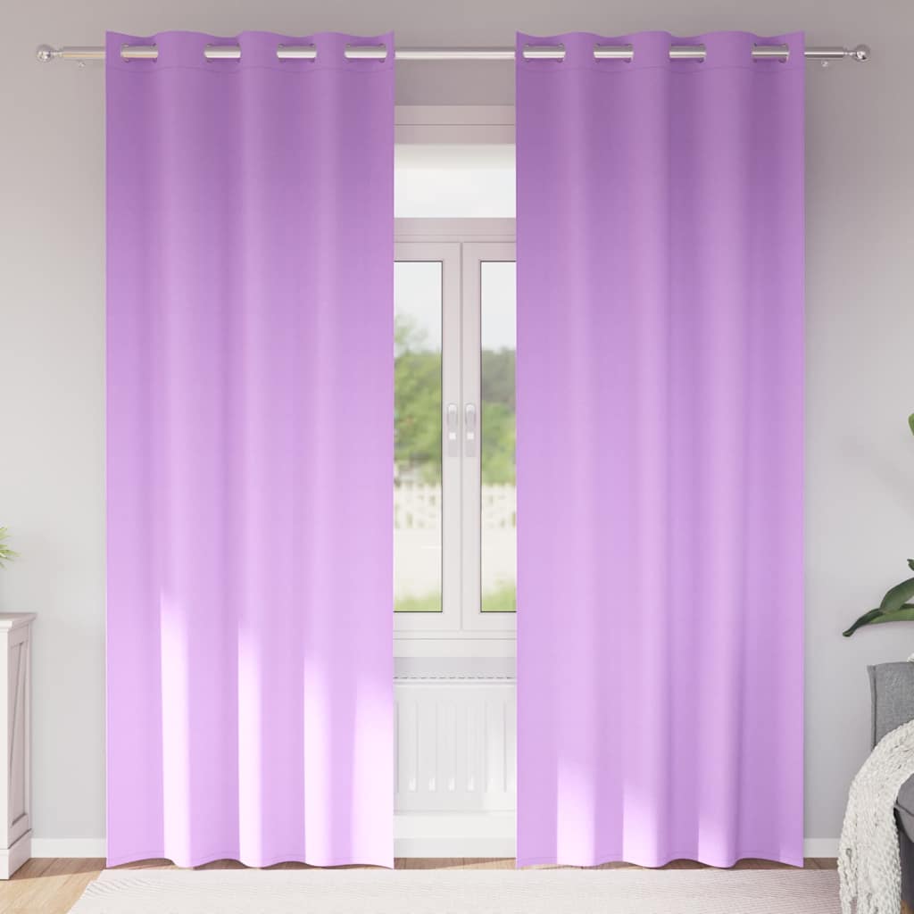 Mörkläggningsgardiner med Ringar 2 st Lila 260 x 140 cm