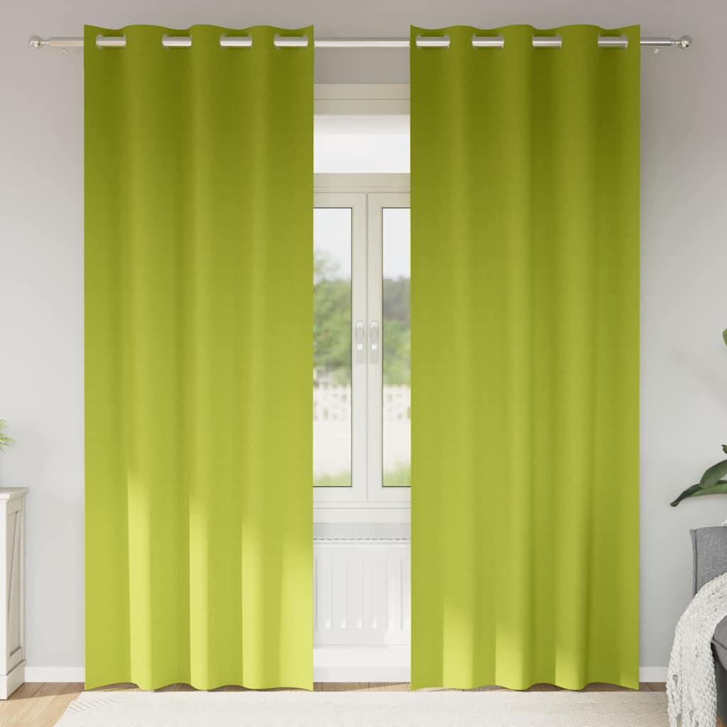 Mörkläggningsgardiner med Ringar 2 st Grön 260 x 140 cm