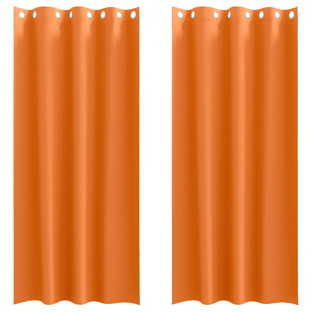Mörkläggningsgardiner med Ringar 2 st Klart Orange 225 x 140 cm