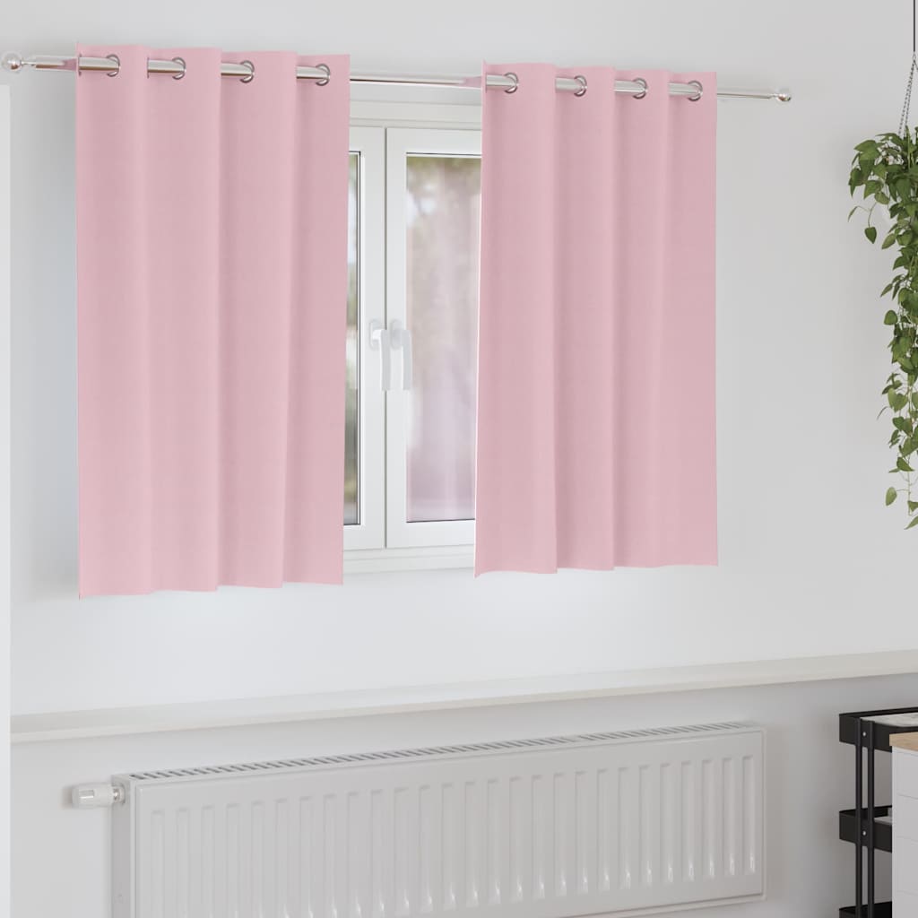 Mörkläggningsgardiner med Ringar 2 st Babyrosa 140 x 140 cm