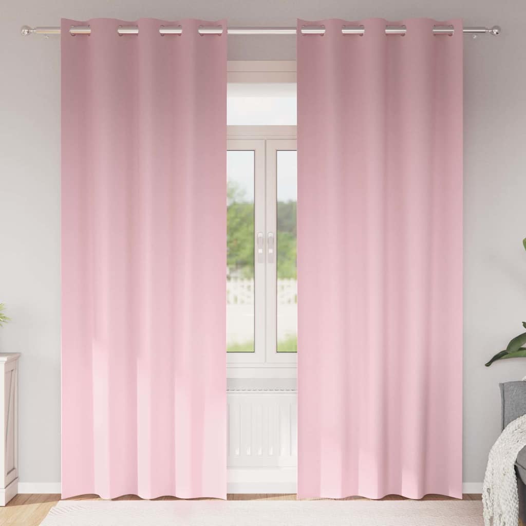 Mörkläggningsgardiner med Ringar 2 st Babyrosa 225 x 140 cm