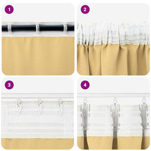 Mörkläggningsgardiner med Ringar 2 pcs Beige 175 x 140 cm
