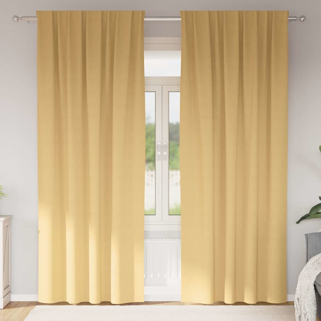 Mörkläggningsgardiner med Ringar 2 st Beige 245 x 140 cm