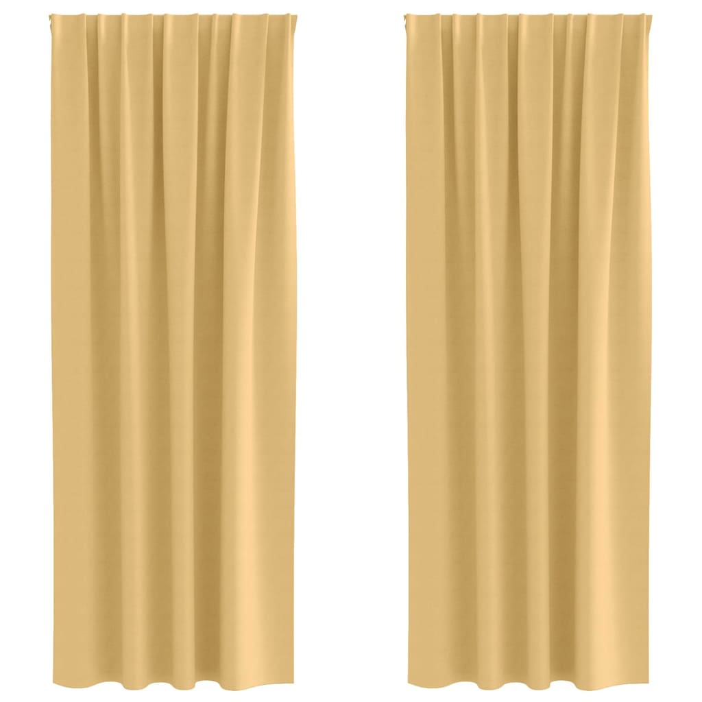 Mörkläggningsgardiner med Ringar 2 st Beige 245 x 140 cm
