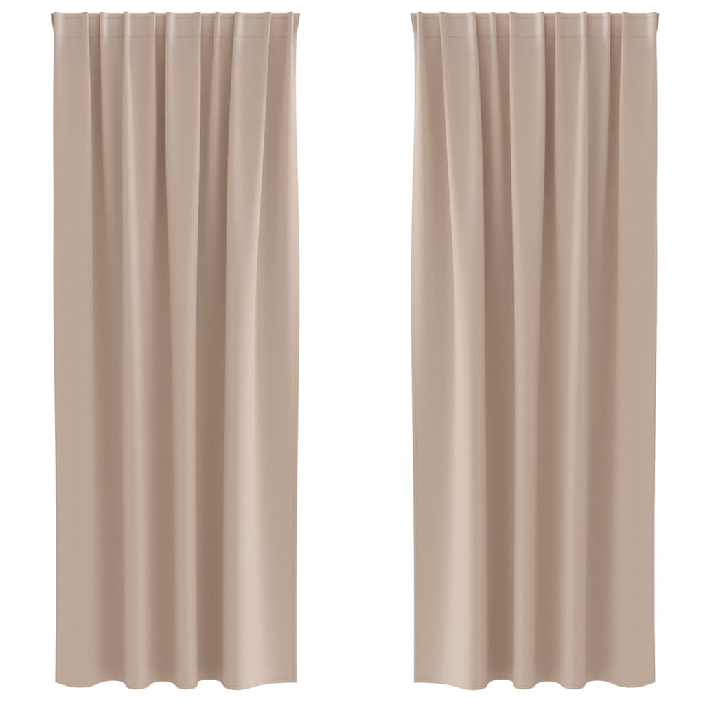 Mörkläggningsgardiner med Ringar 2 st Taupe 225 x 140 cm