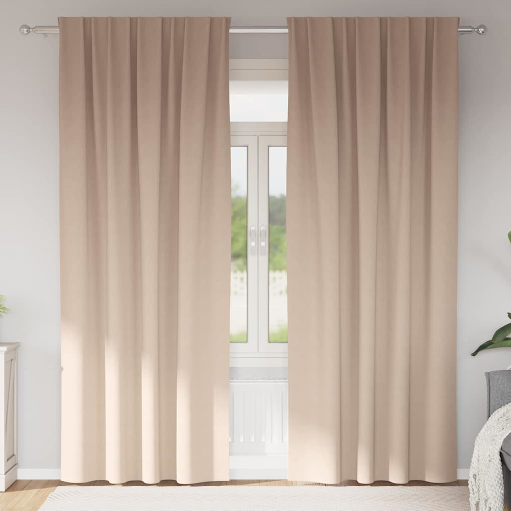 Mörkläggningsgardiner med Ringar 2 st Taupe 260 x 140 cm