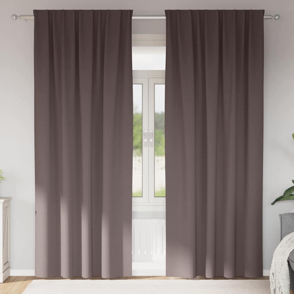 Mörkläggningsgardiner med Ringar 2 st Mörkbrun 245 x 140 cm