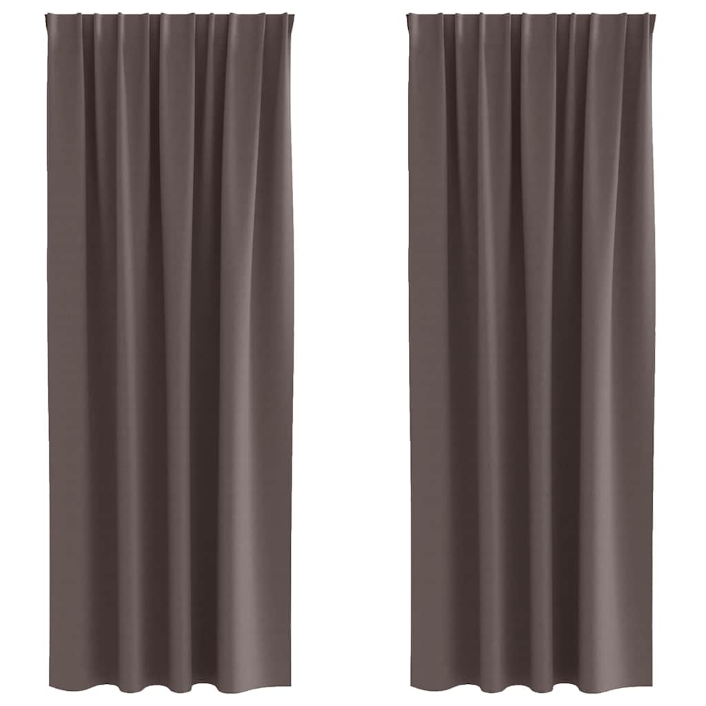 Mörkläggningsgardiner med Ringar 2 st Mörkbrun 245 x 140 cm