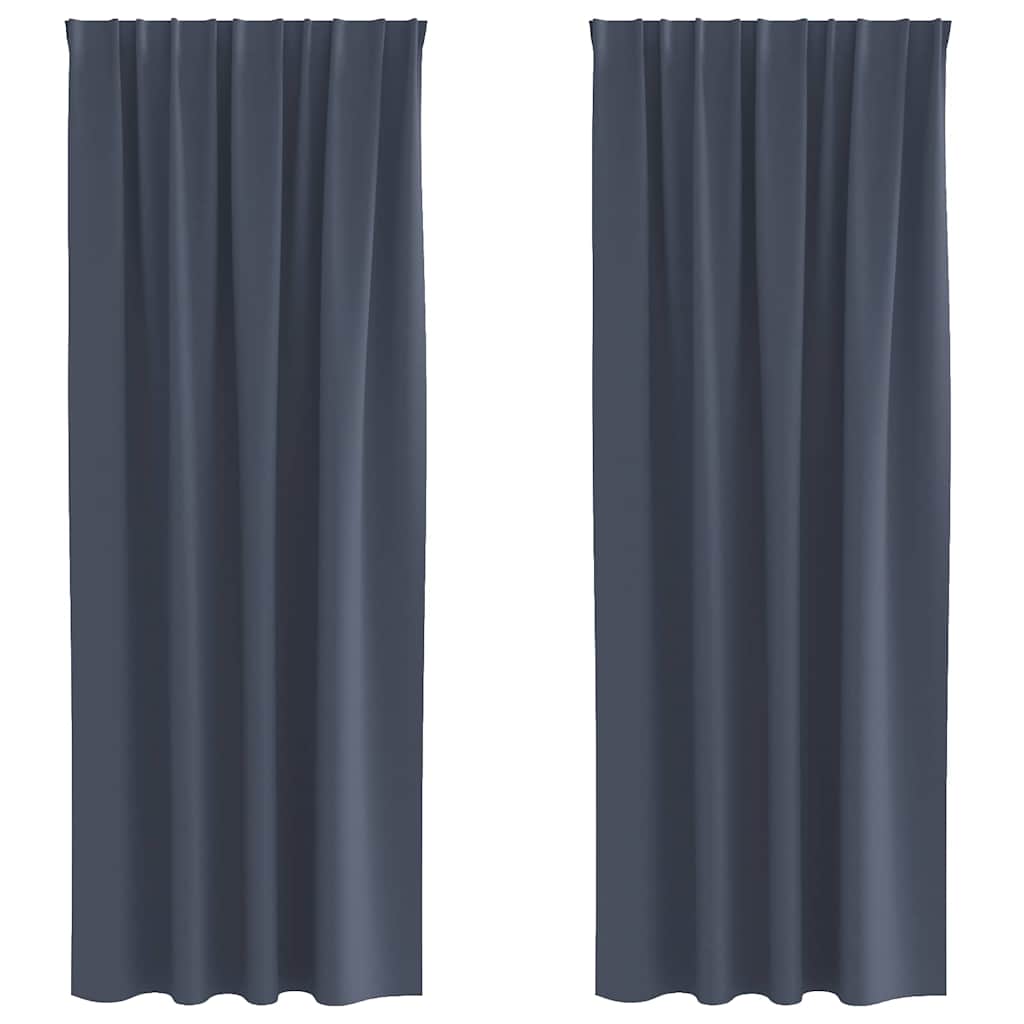 Mörkläggningsgardiner med Ringar 2 st Antracit 245 x 140 cm