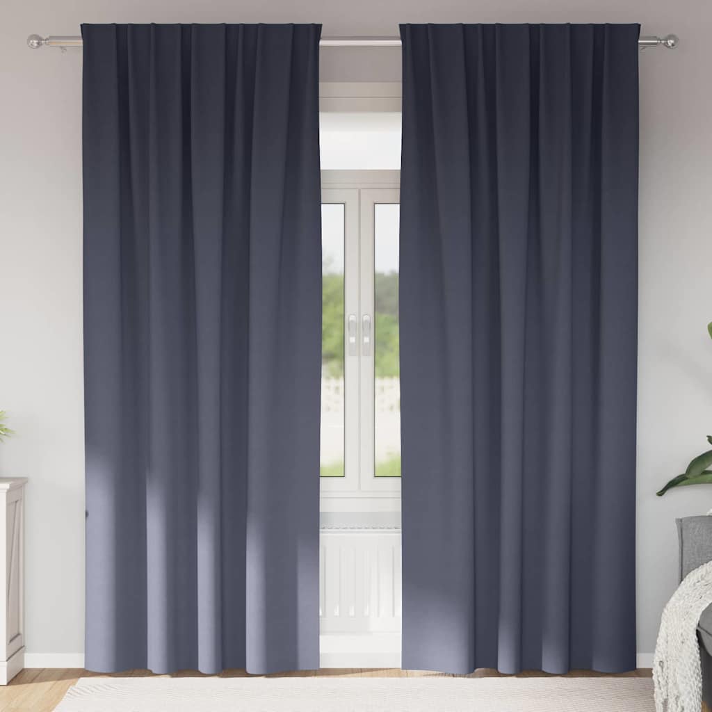 Mörkläggningsgardiner med Ringar 2 st Antracit 260 x 140 cm