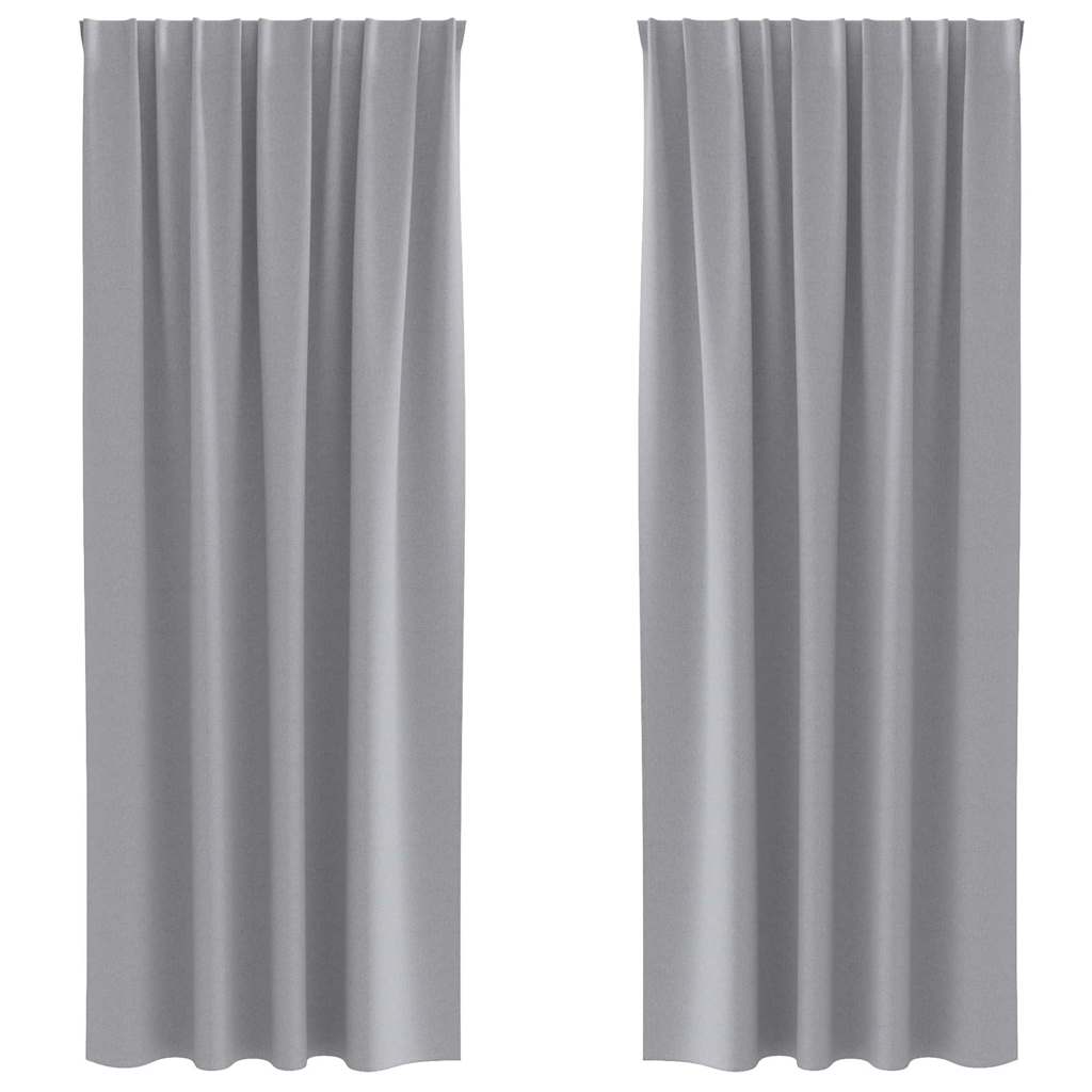 Mörkläggningsgardiner med Ringar 2 st Ljusgrå 245 x 140 cm
