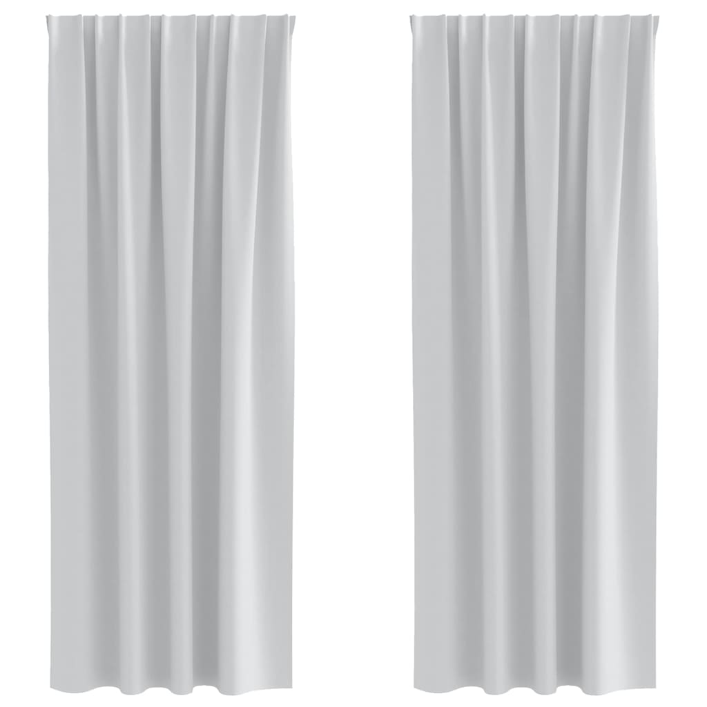 Mörkläggningsgardiner med Ringar 2 st Ljusgrå 245 x 140 cm
