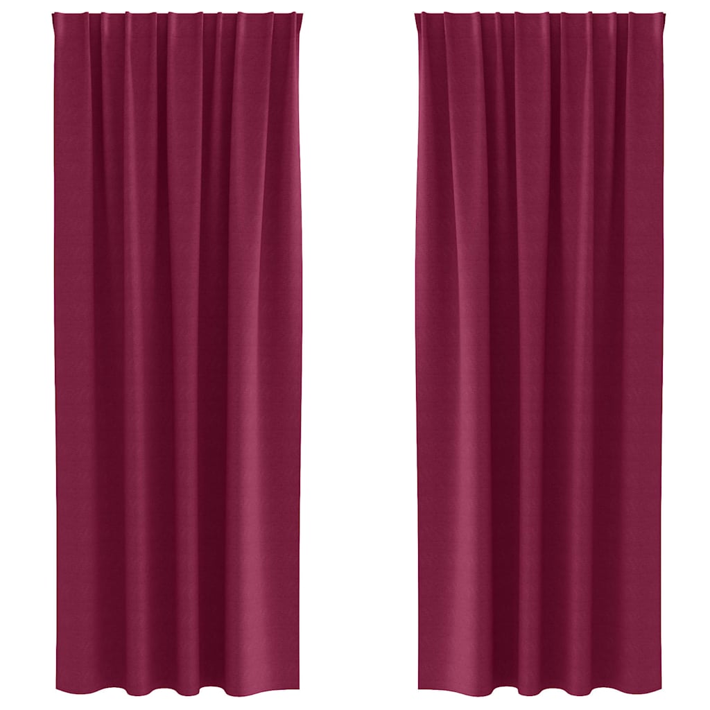 Mörkläggningsgardiner med Ringar 2 st Vinröd 225 x 140 cm