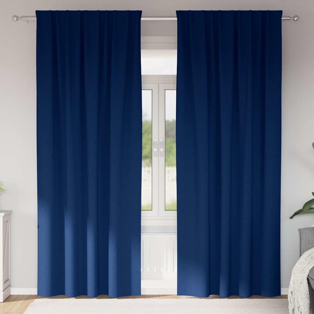 Mörkläggningsgardiner med Ringar 2 st Mörkblå 245 x 140 cm