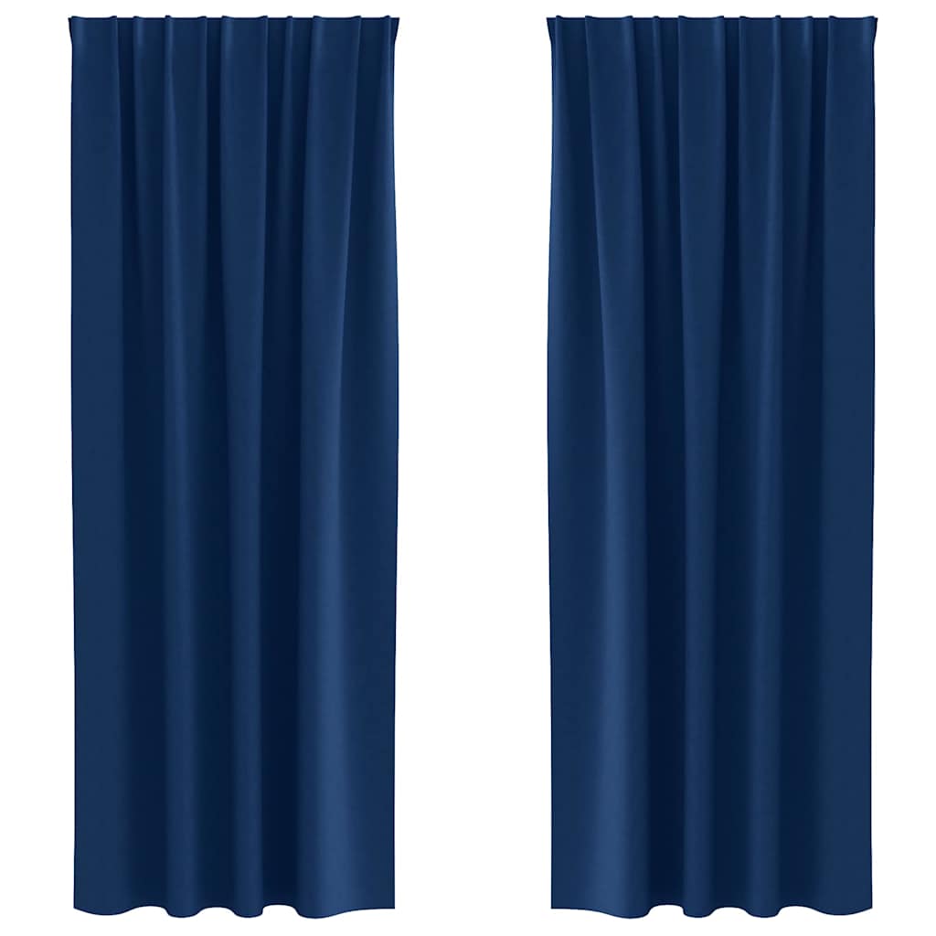 Mörkläggningsgardiner med Ringar 2 st Mörkblå 245 x 140 cm