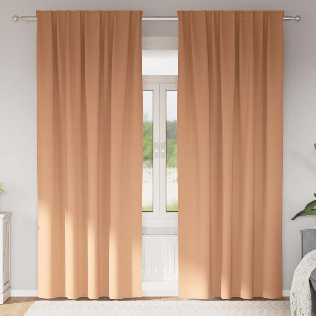Mörkläggningsgardiner med Ringar 2 st Ljusbrun 245 x 140 cm